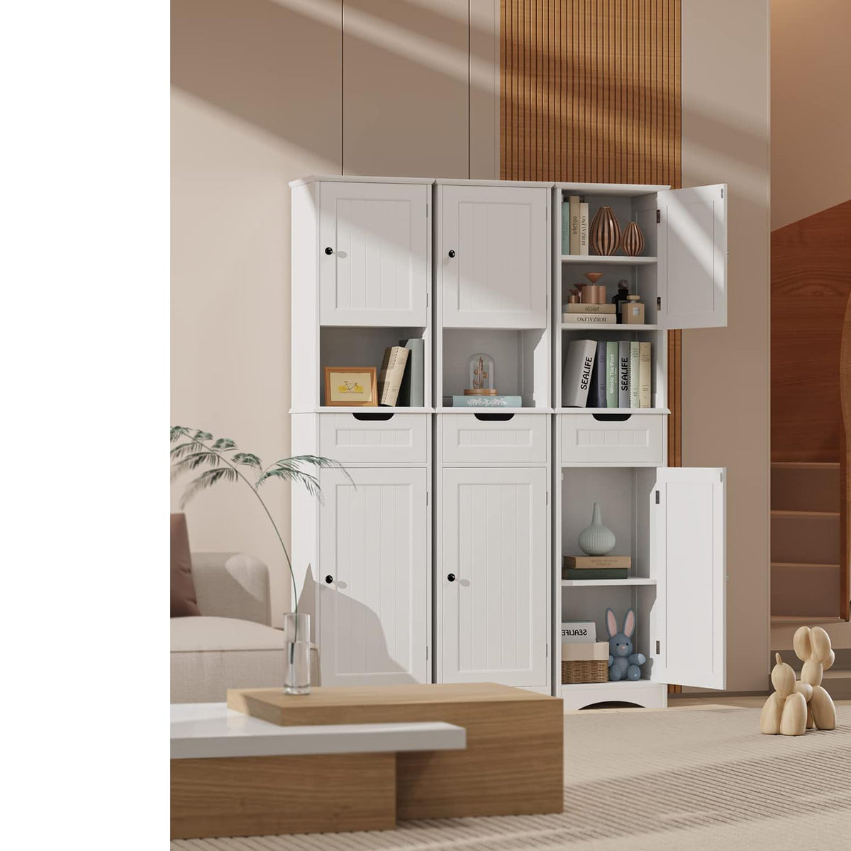 67” H Tall White Bathroom Storage Cabinet O120910