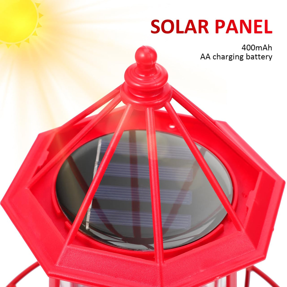 Rotating Metal Solar Lighthouse E6132