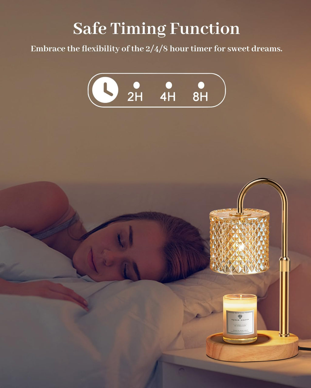 Candle Warmer Lamp with Timer Dimmer Adjustable Height Q640372