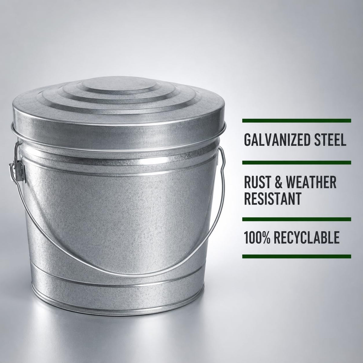 6 Gallon Galvanized Steel Can with Locking Lid I1501
