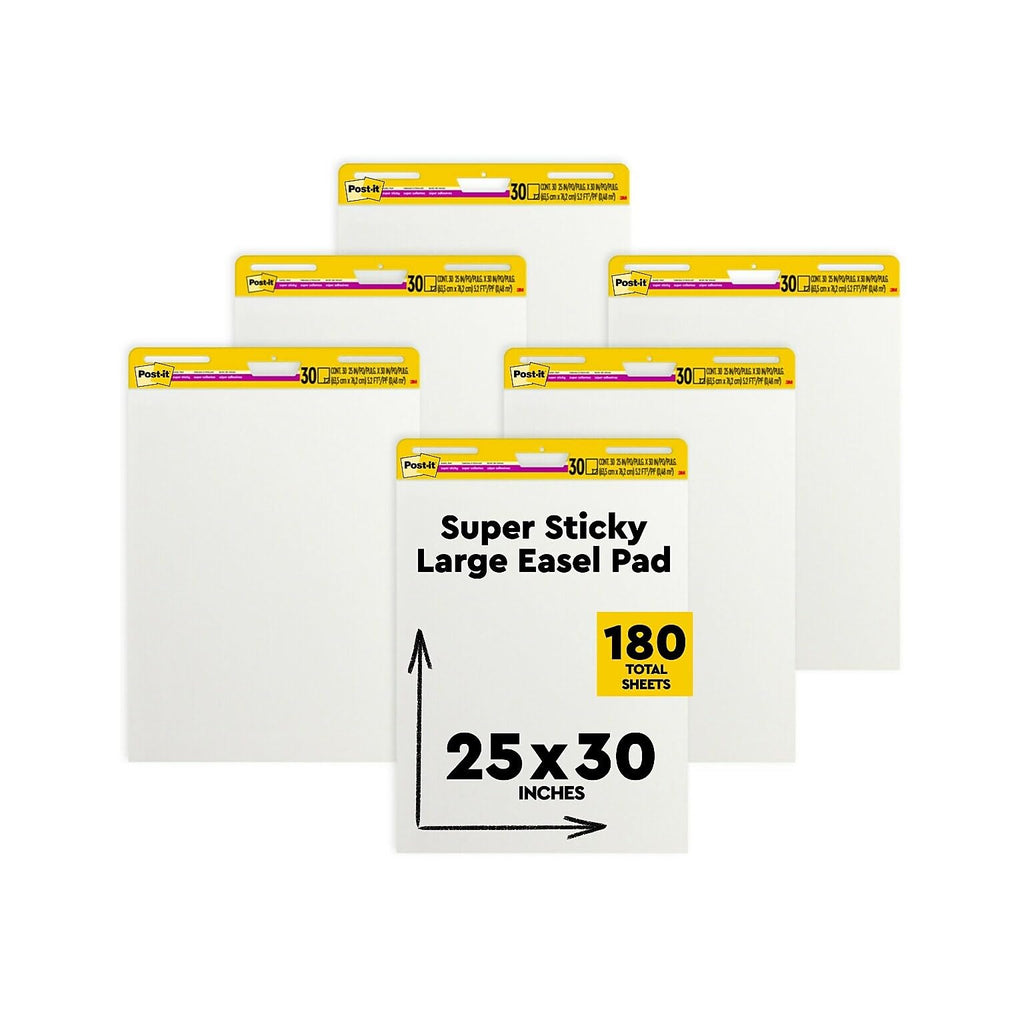 Super Sticky Wall Easel Pad, 25" x 30", 20 Sheets/Pad, 6 Pads/Pack G5298