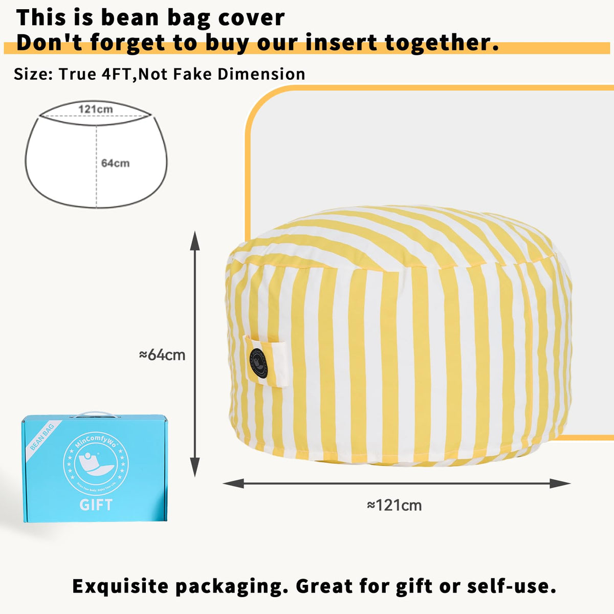 4FT Oversized Waterproof Memory Foam Bean Bag Chair E405