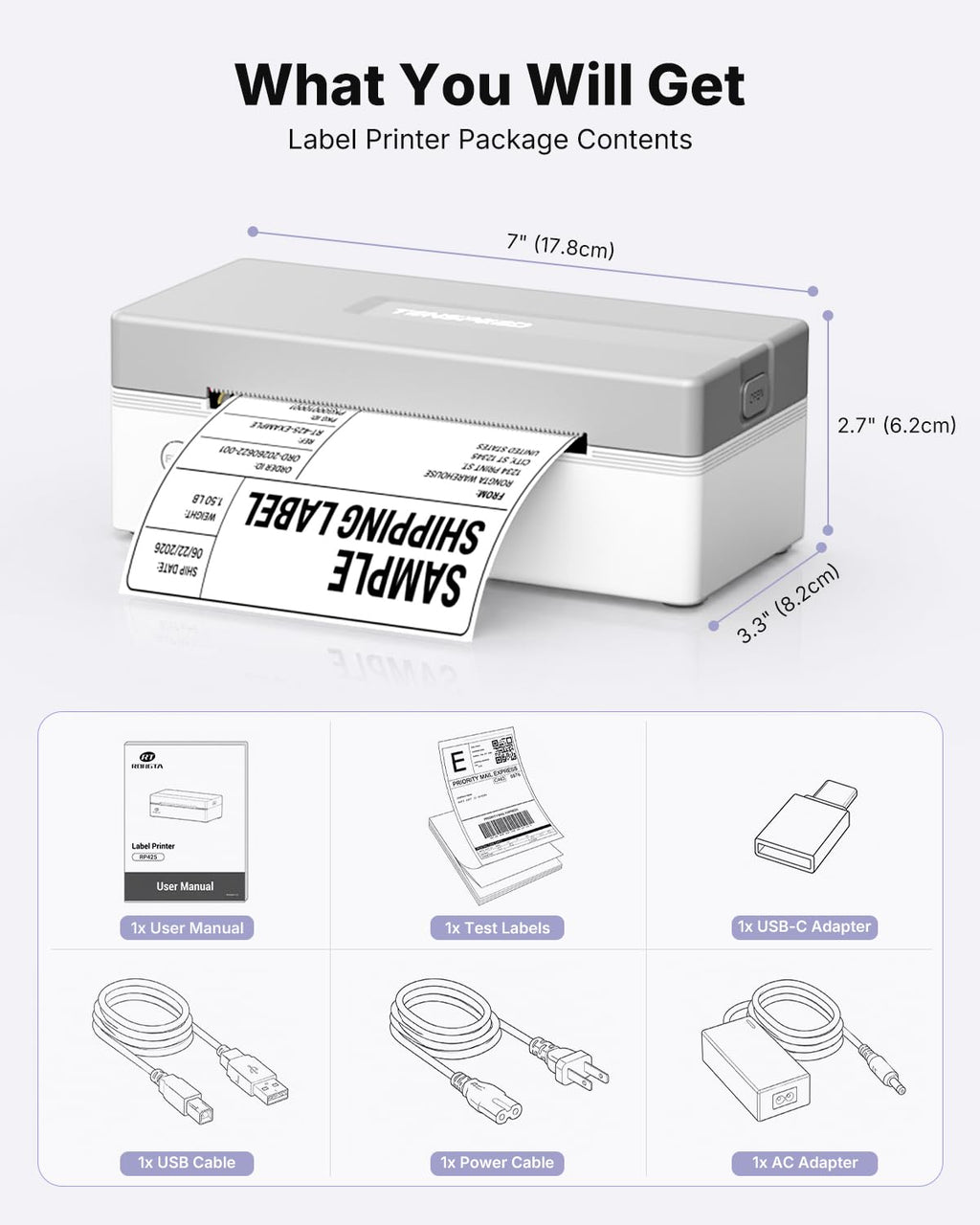 Bluetooth Thermal Shipping Label Printer M555923