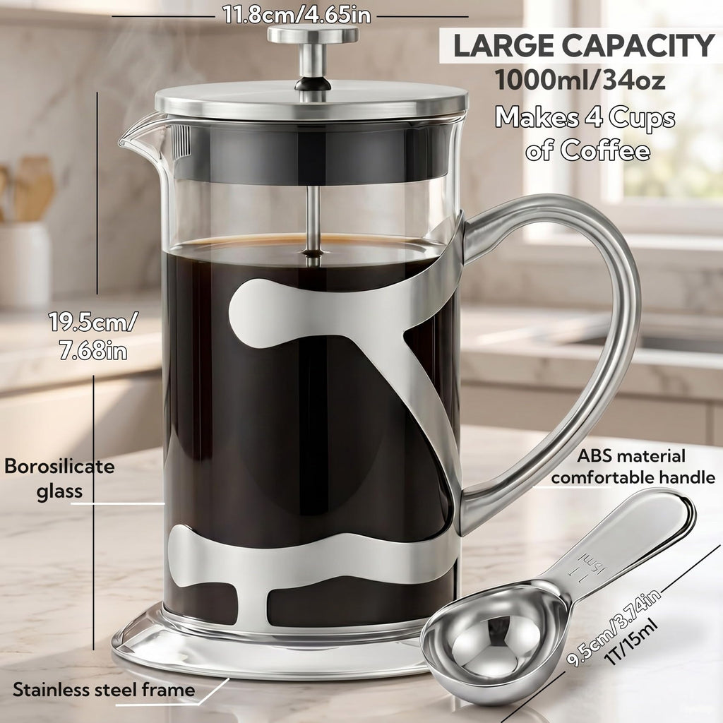 Stainless Steel French Press Coffee Maker 1L Y253963