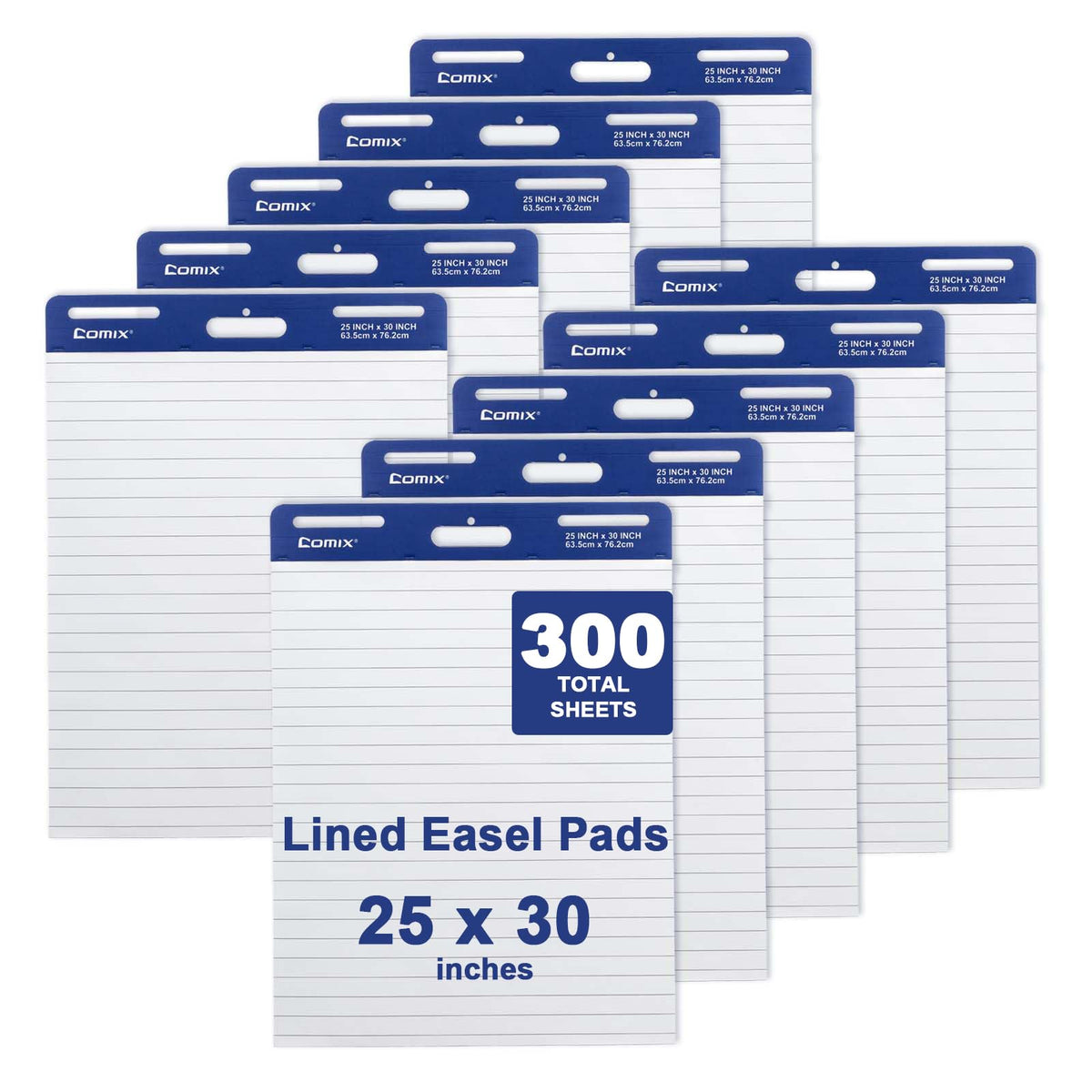 Lined Sticky Easel Pad, 25 x 30 In Flip Chart, 30 Sheets/Pad, 10 Pads K6375