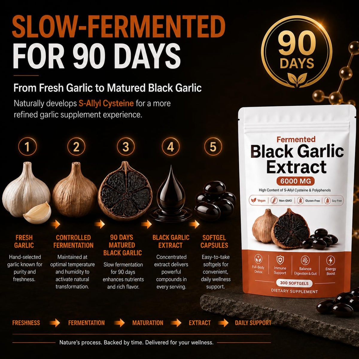 Fermented Black Garlic Extract Softgel 300 Capsules P876