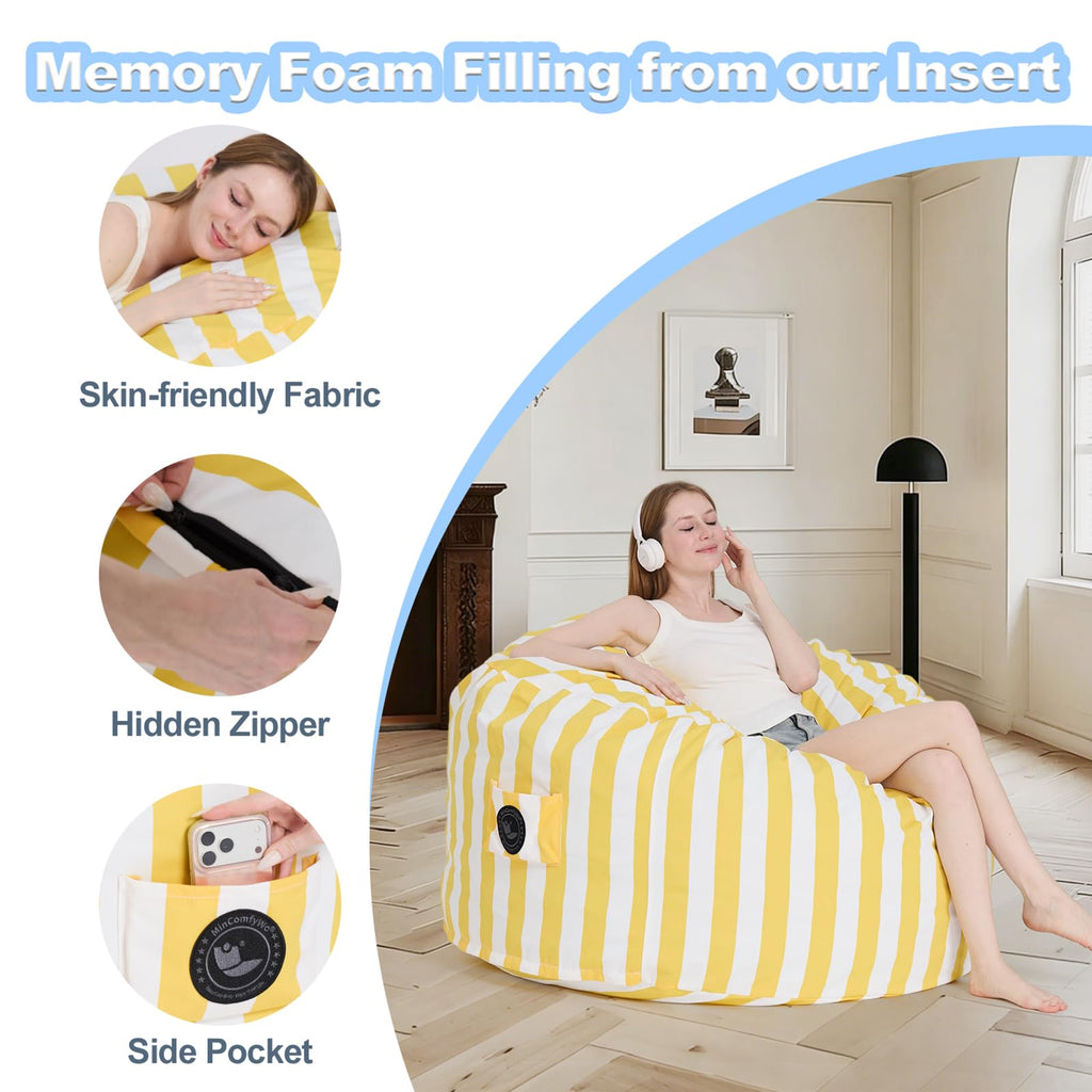 4FT Oversized Waterproof Memory Foam Bean Bag Chair E405