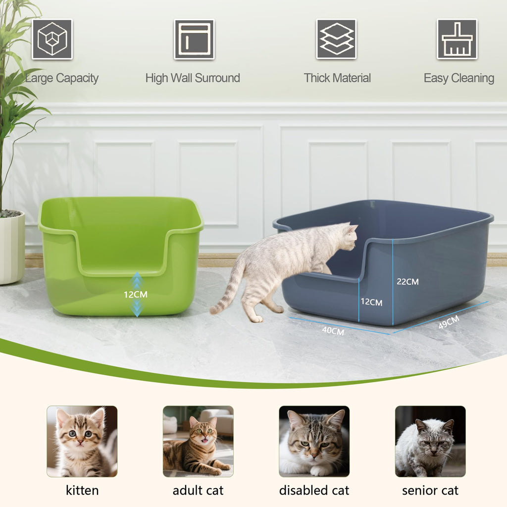 Large High Sided Cat Litter Box with Scoop 2 Pack U6769