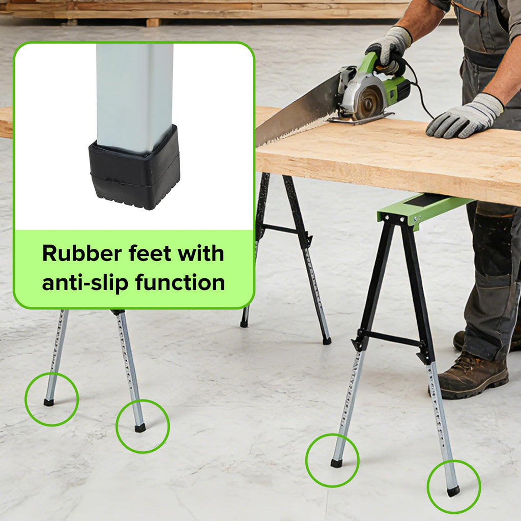Adjustable Height Folding Sawhorse 2-Pack, 660lb Capacity F83539
