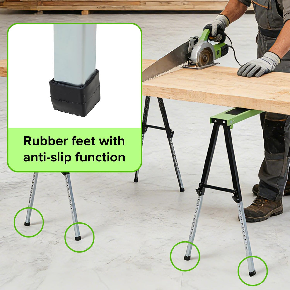 Adjustable Height Folding Sawhorse 2-Pack, 660lb Capacity F83539