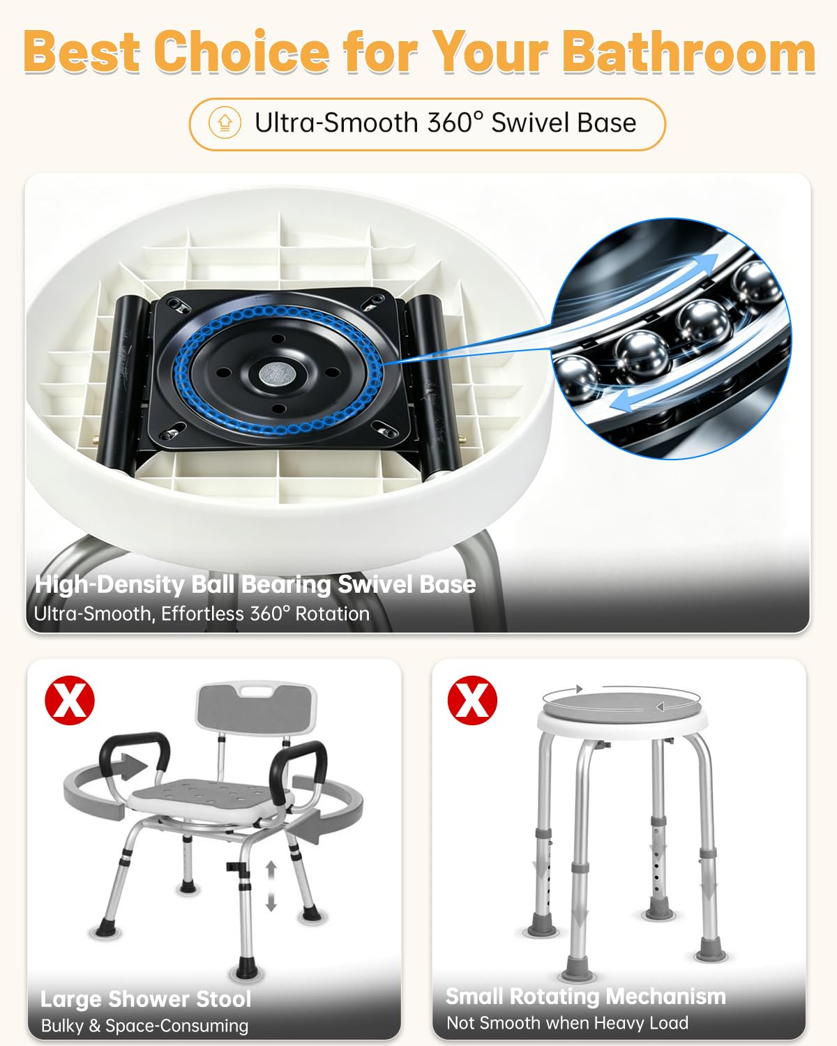 Swivel Shower Chair with Back T629