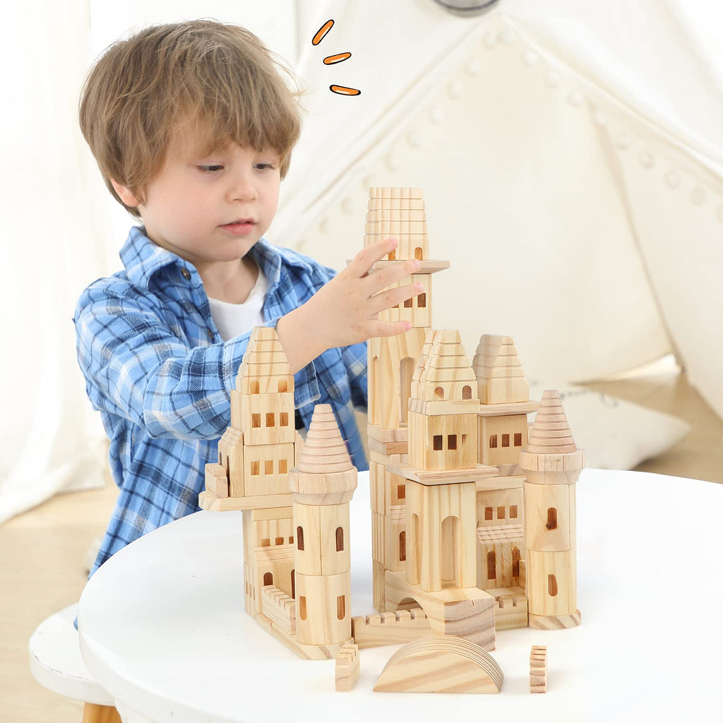 75 Pieces Wooden Castle Building Blocks E1438