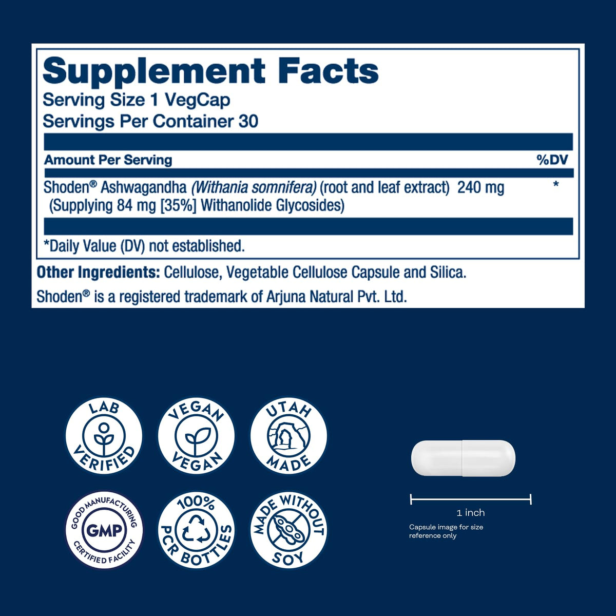 Ashwagandha Root and Leaf Extract 240 mg Vegan Capsules Z736224
