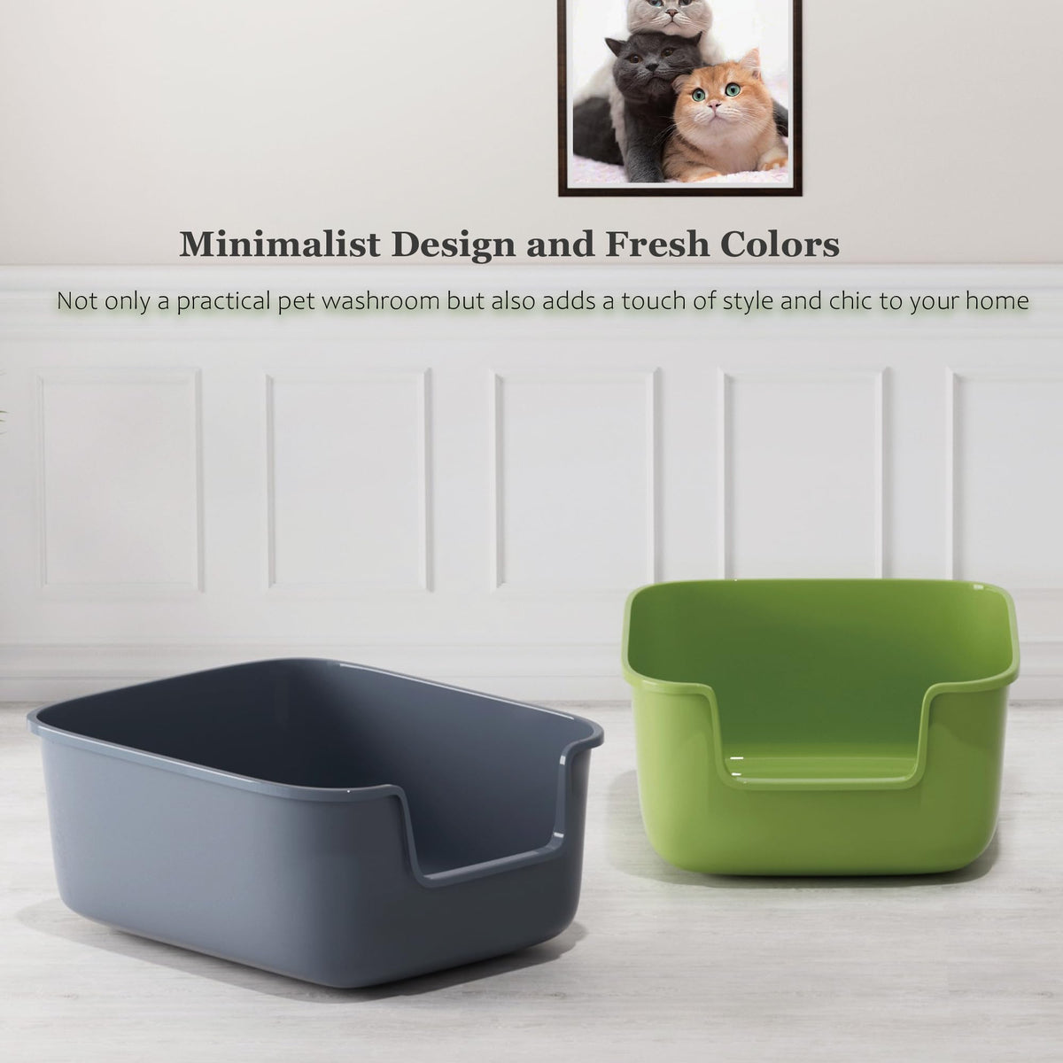 Large High Sided Cat Litter Box with Scoop 2 Pack U6769