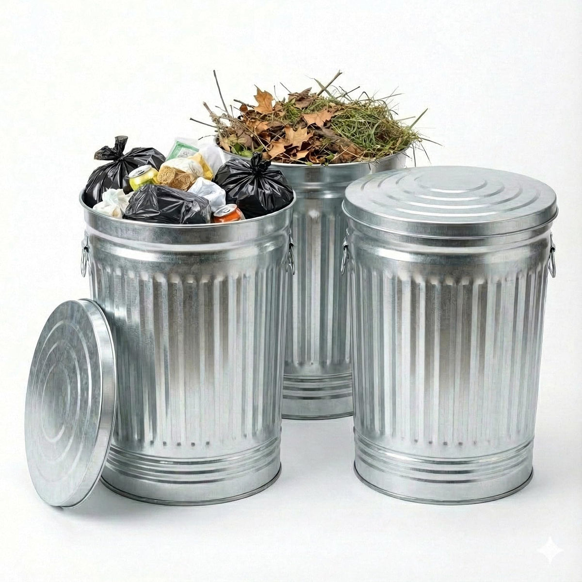 31 Gallon Galvanized Steel Metal Trash Can with Locking Lid R502709