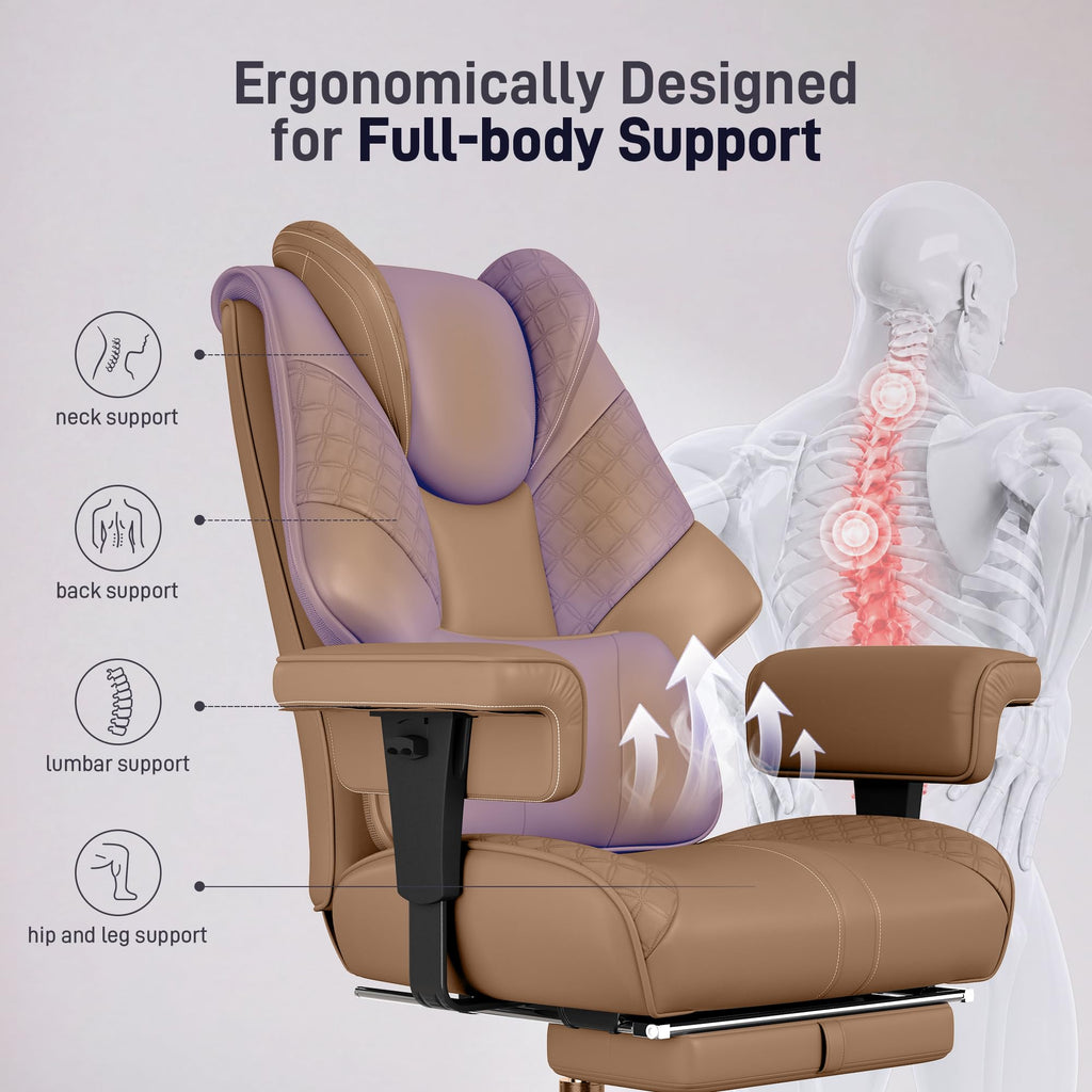 Big and Tall Executive Office Chair with Footrest and Lumbar Support B41186