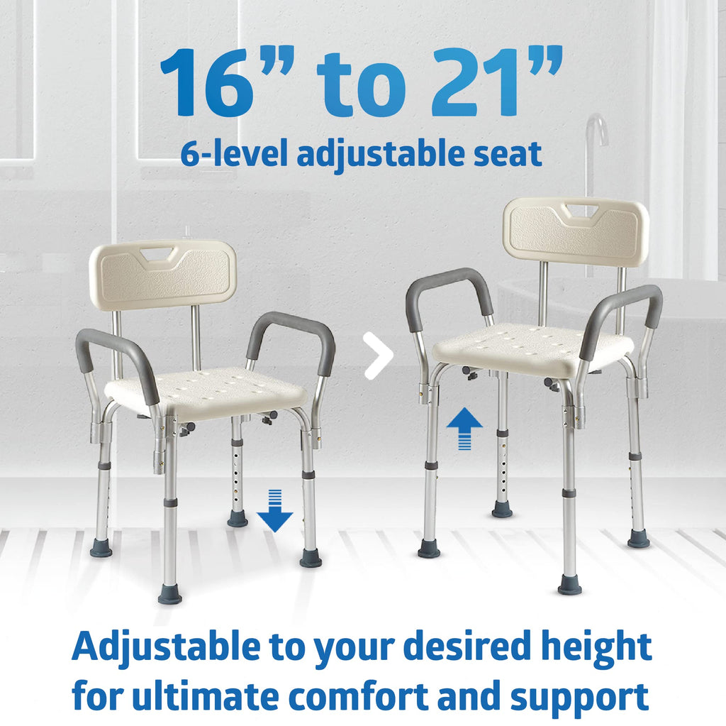 Shower Chair with Backrest and Padded Armrests C982536