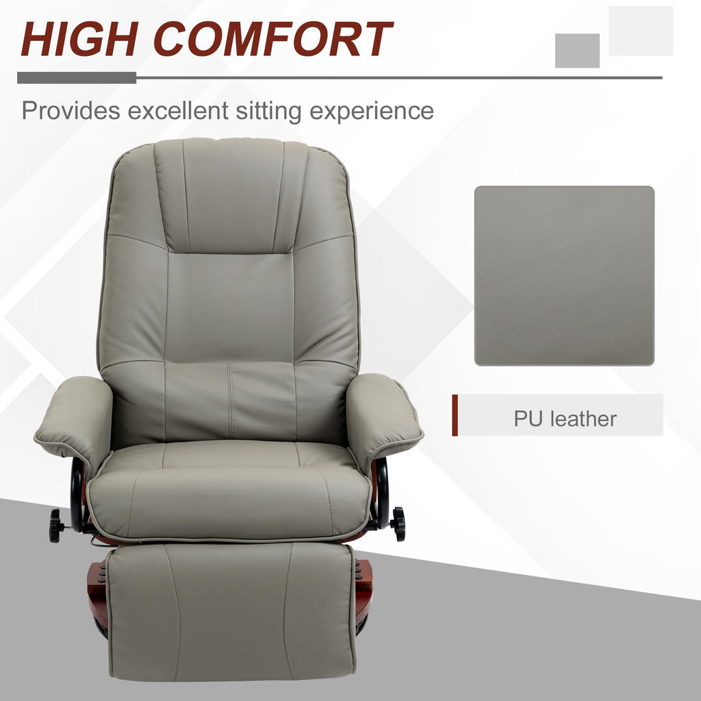Gray PU Leather Swivel Recliner Chair K504