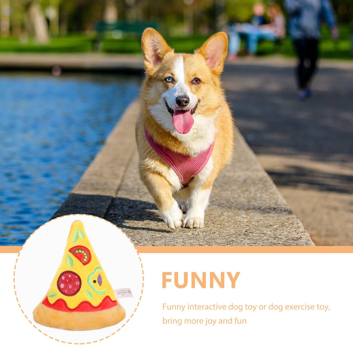 Squeaky Pizza Plush Dog Chew Toy 1 Pack I499