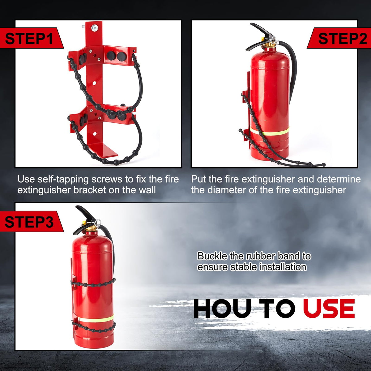 4 Pcs Fire Extinguisher Bracket, 2.5 Lb and 5 Lb, Red D6957
