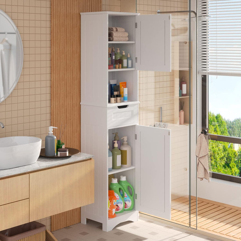 67” H Tall White Bathroom Storage Cabinet O120910