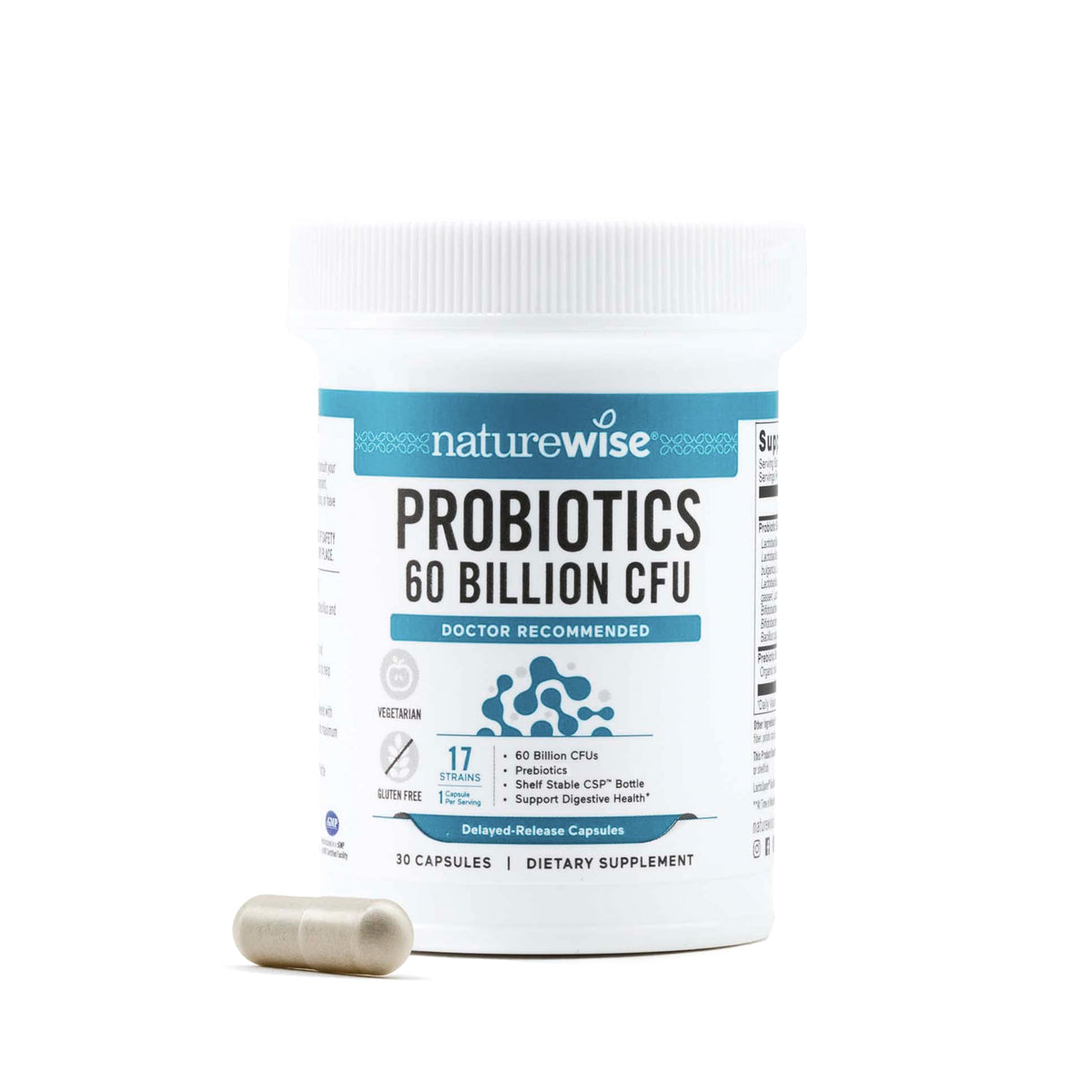 60 Billion CFU 17 Strains Probiotics with Prebiotics 30 Capsules A446
