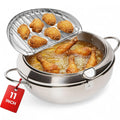 11-Inch Stainless Steel Deep Fryer Pot with Oil Thermometer D1957