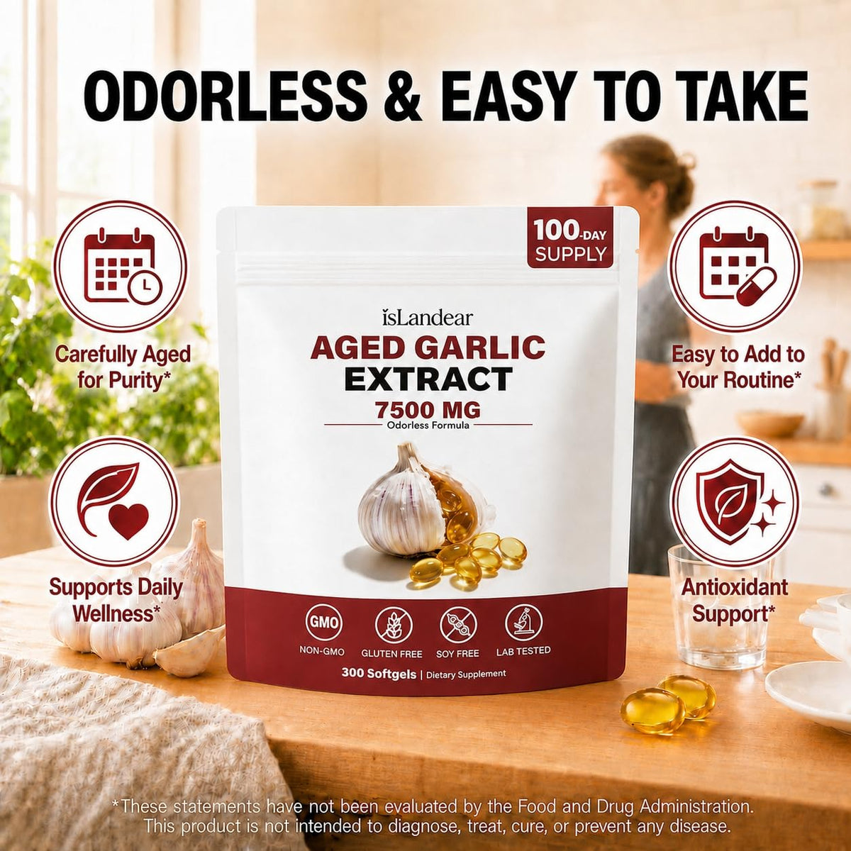 Odorless Aged Garlic Extract 7500mg 300 Softgels L14867