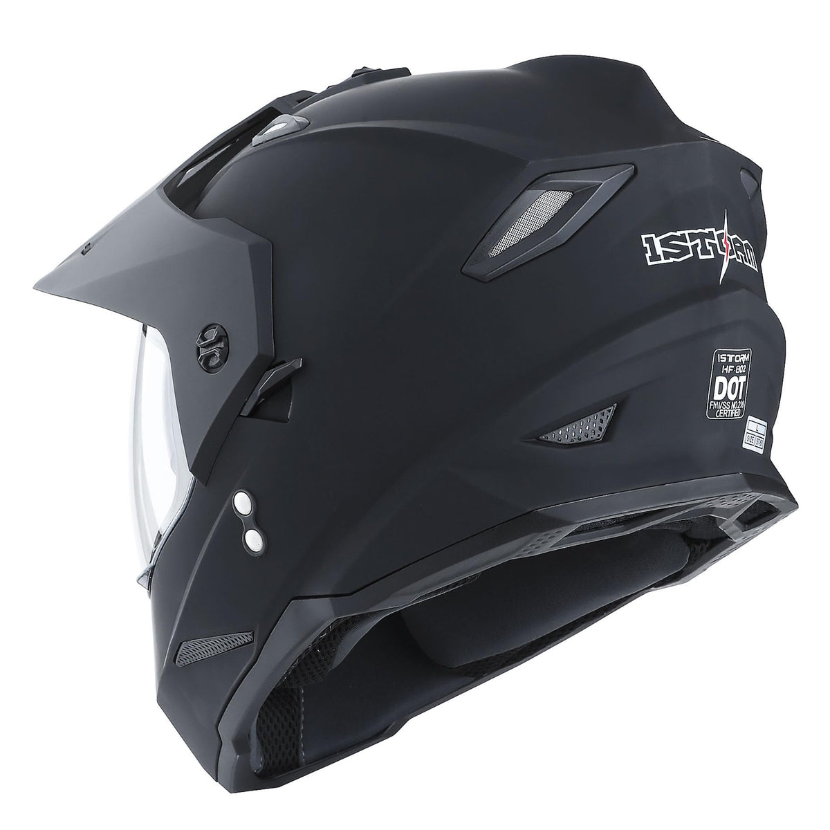 Youth Kids Dual Sport Dual Visor Full Face Helmet Matt Black D3933