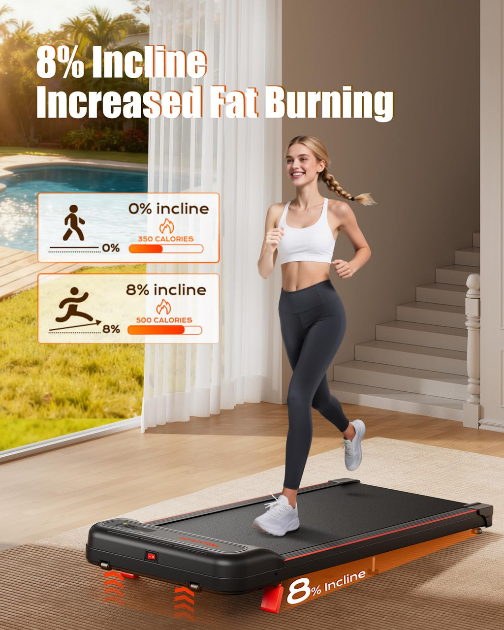 Walking Pad with 8% Incline Under Desk Treadmill C67497