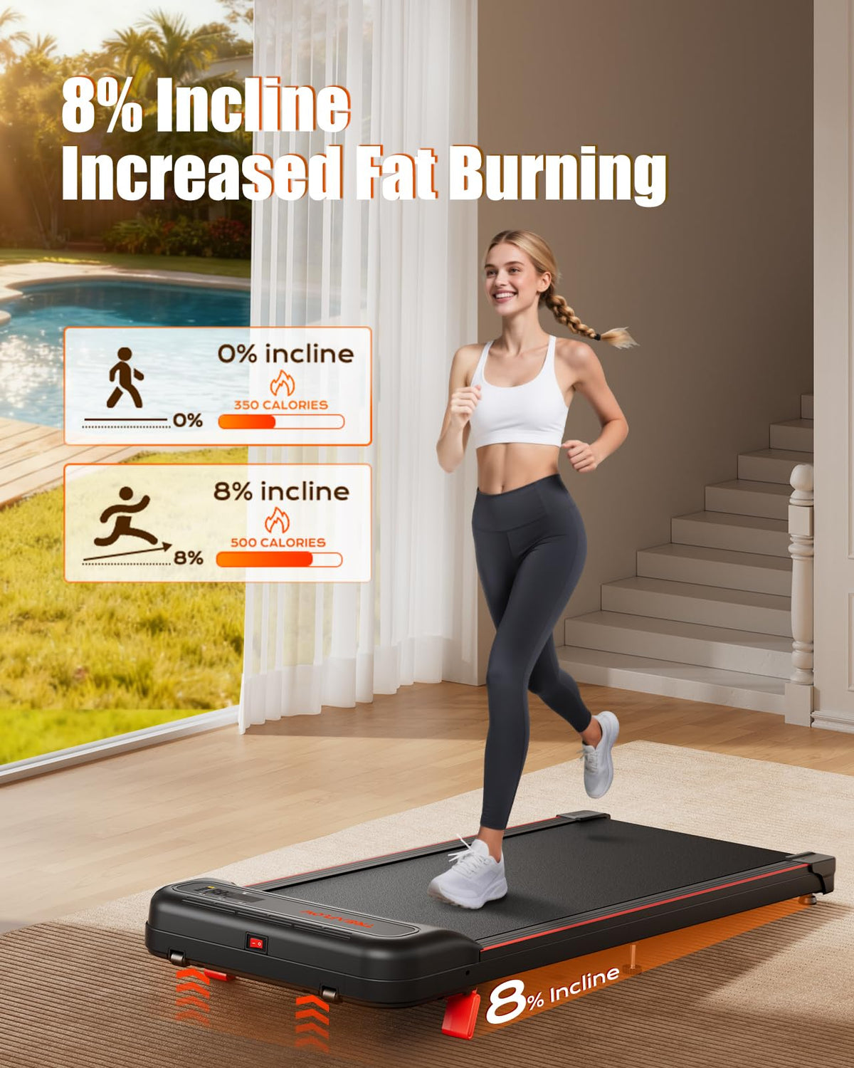 Walking Pad with 8% Incline Under Desk Treadmill C67497