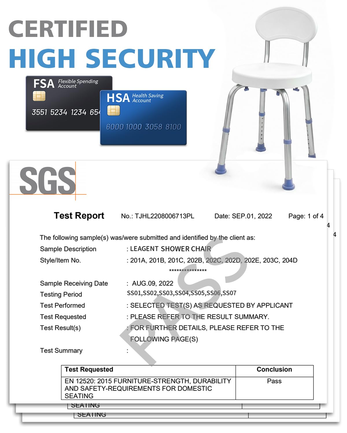 Swivel Shower Chair with Back T629
