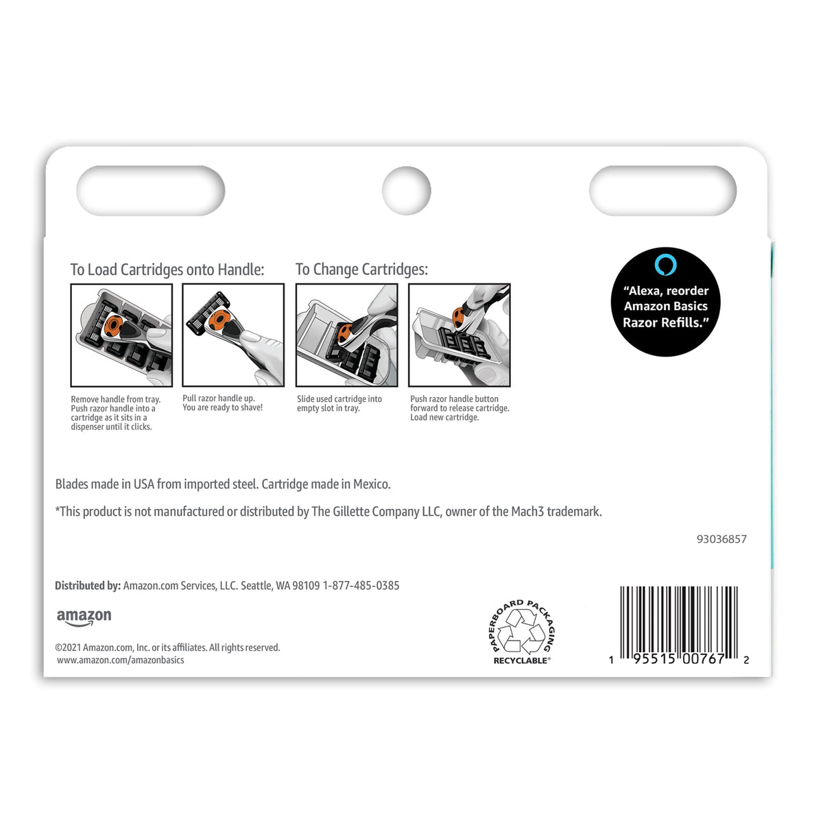 3-Blade Razor Refills with Dual Lubrication, 12 Cartridges P8786