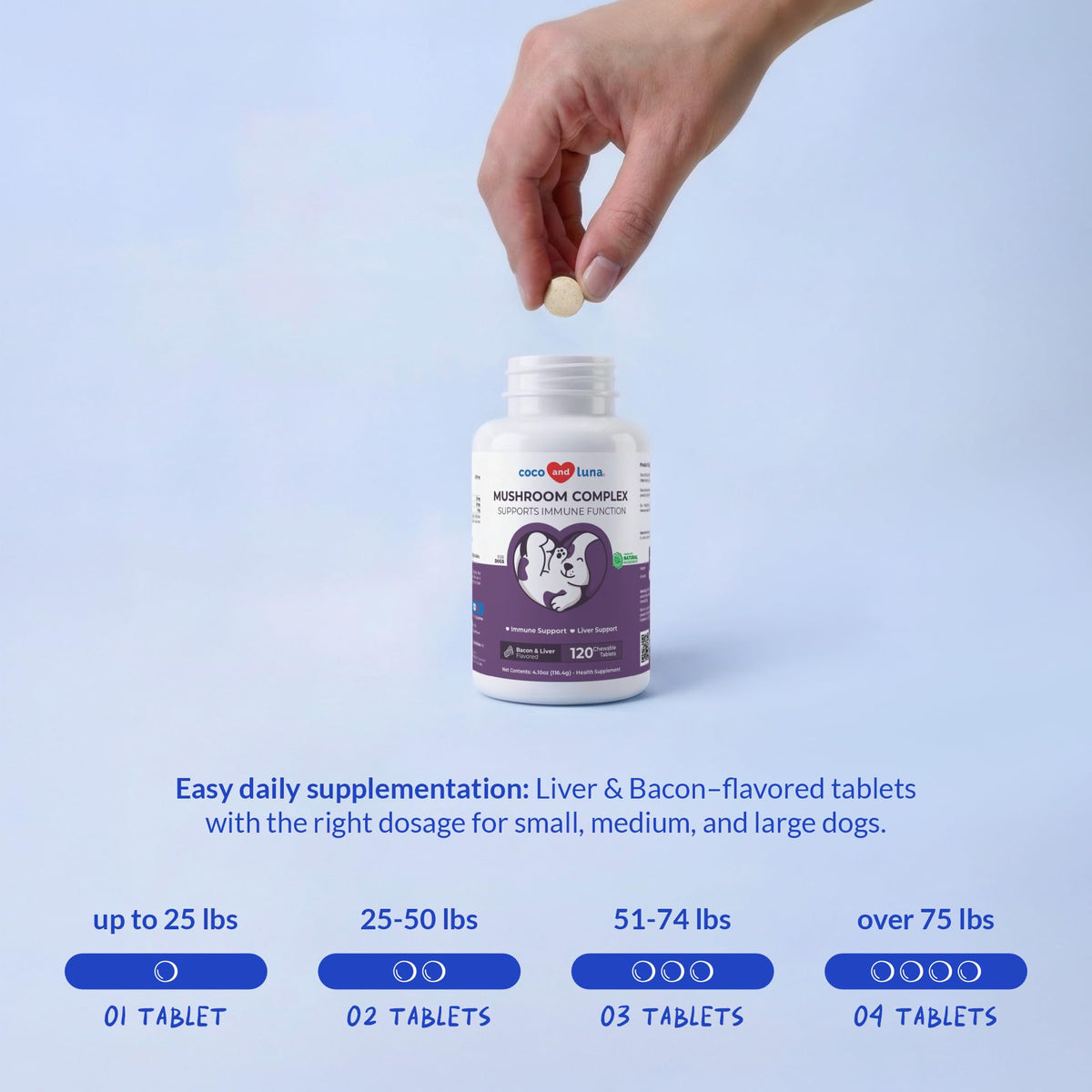Turkey Tail Mushroom Supplement for Dogs, 120 ct W1752
