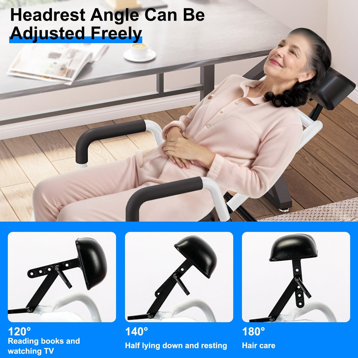 Rolling Shower Chair with Wheels, Adjustable Height Padded Seat & Back E45556
