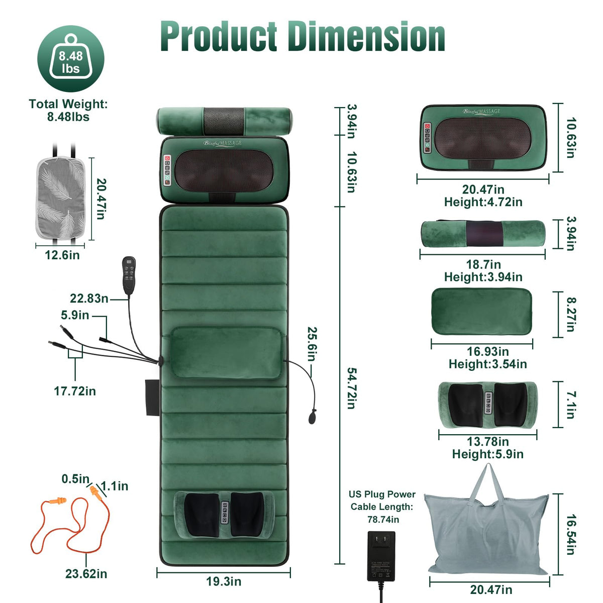 Full Body Massage Mat with Heat & Vibration O524