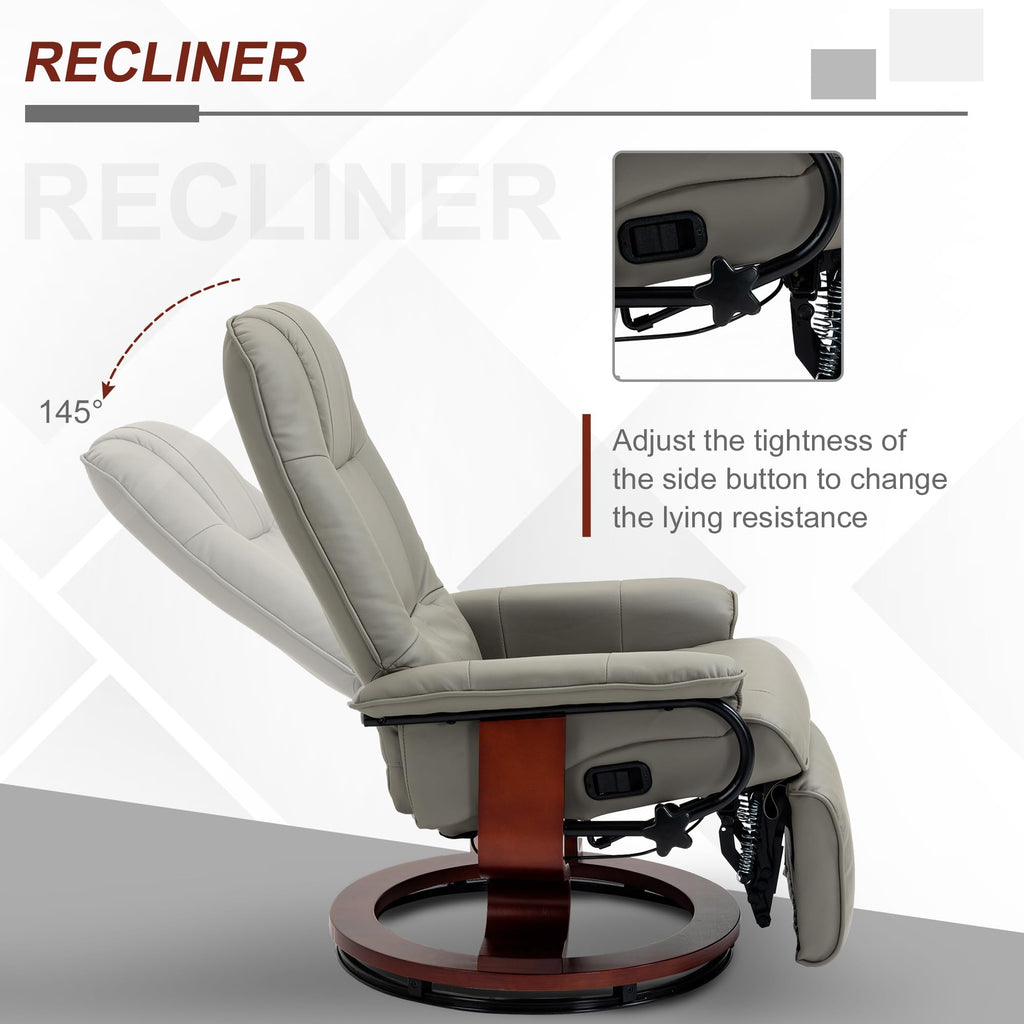 Gray PU Leather Swivel Recliner Chair K504