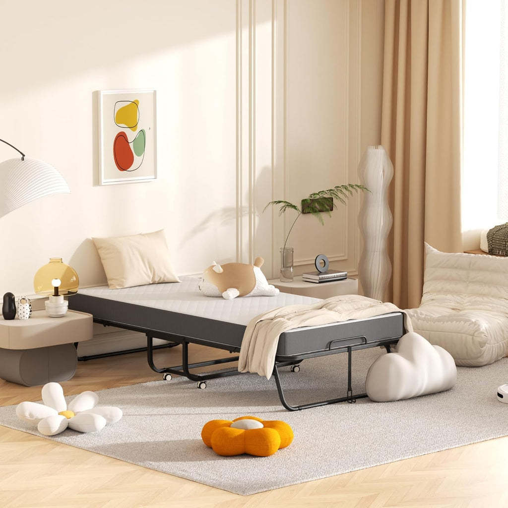Folding Bed with Mattress 75" x 31" 5" Memory Foam X7331