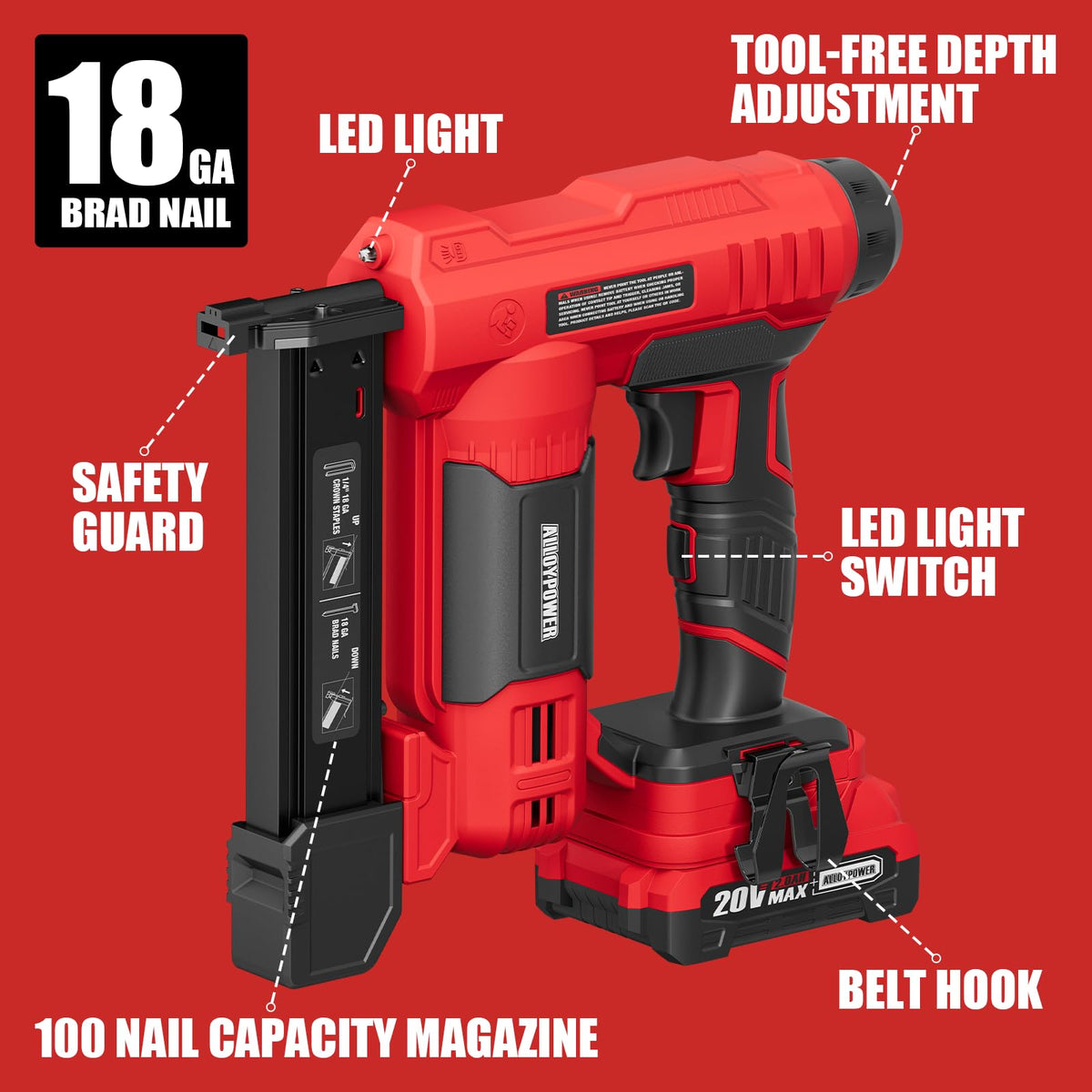 2 in 1 Cordless Brad Nailer/Electric Stapler with Battery and Charger S3812