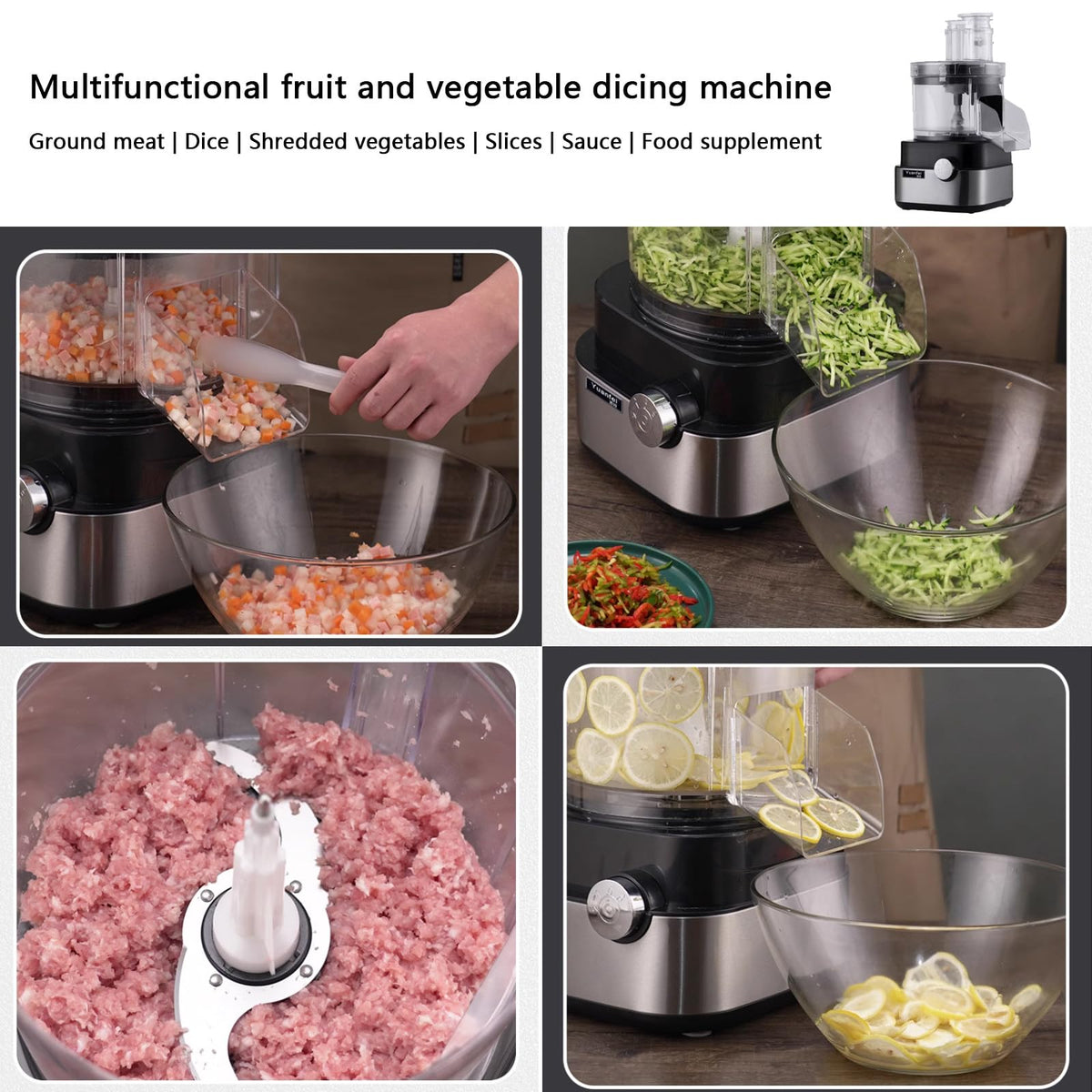 4 in 1 Electric Vegetable Dicer with Dicing Molds K2502
