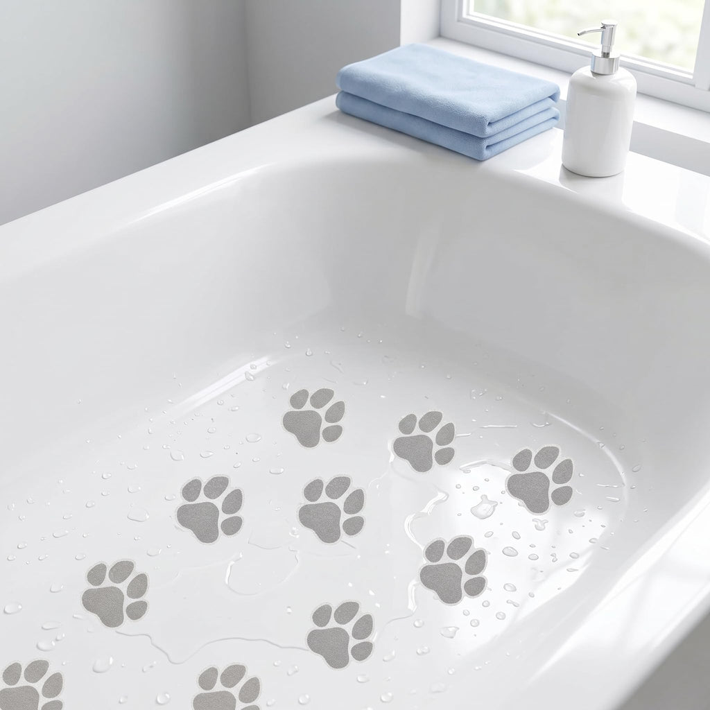 Grey Checkered Dog Paw Non Slip Stickers C8678