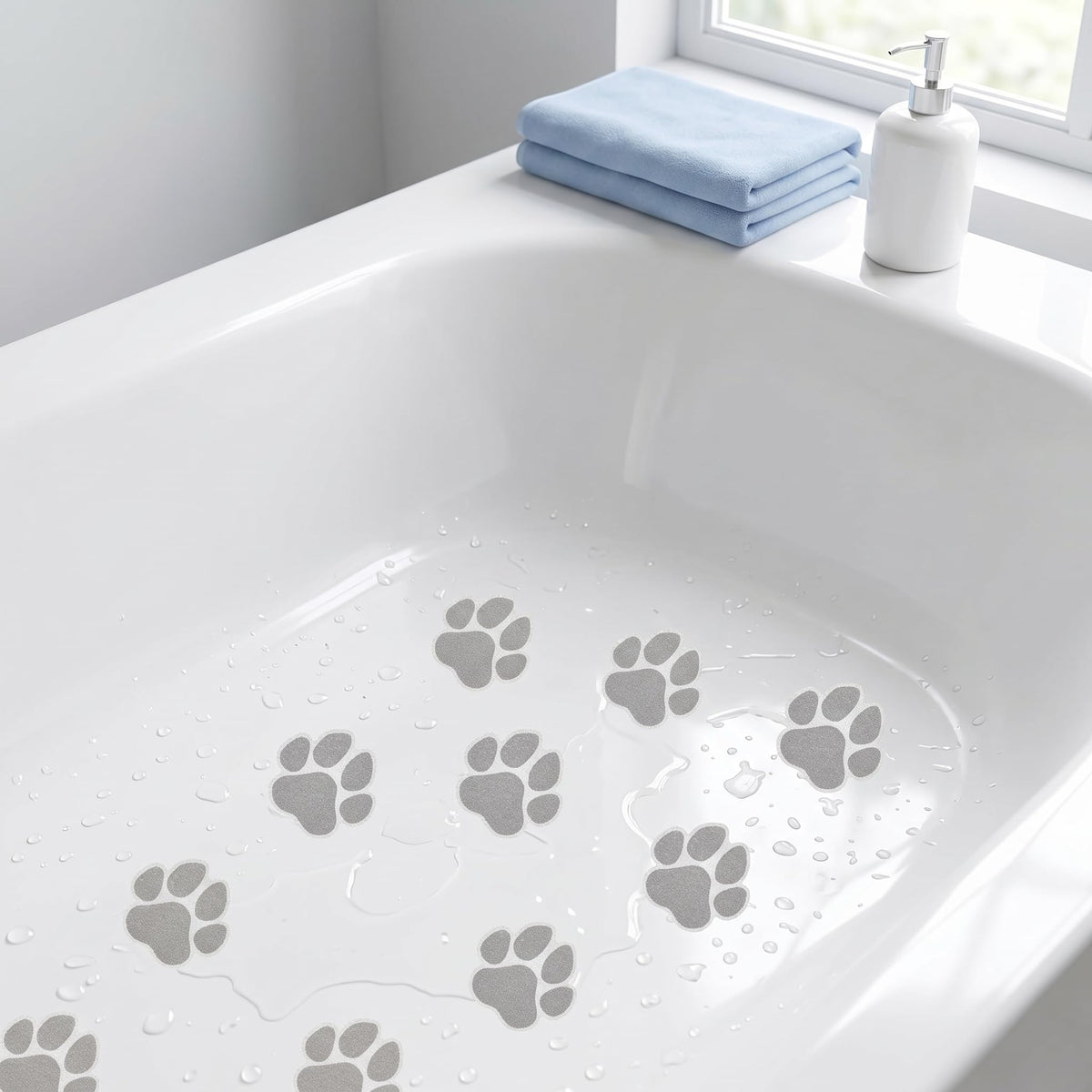 Grey Checkered Dog Paw Non Slip Stickers C8678
