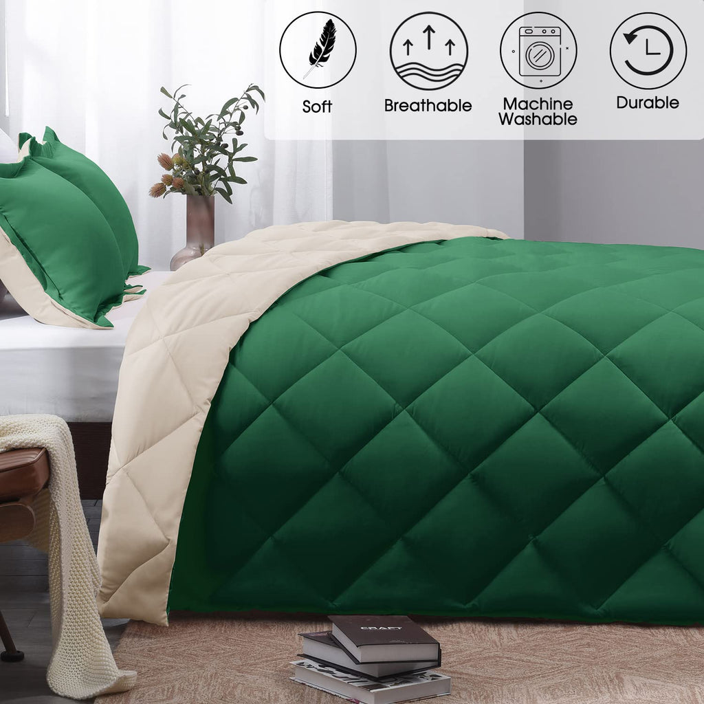 Forest Green King Size Reversible Down Alternative Comforter Set A6393