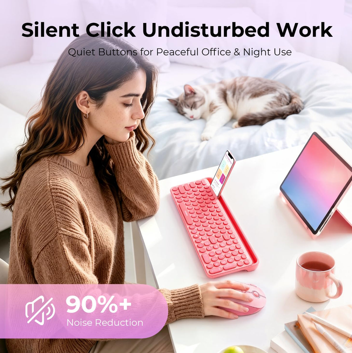 Wireless Ergonomic Pink Trackball Mouse Y571539