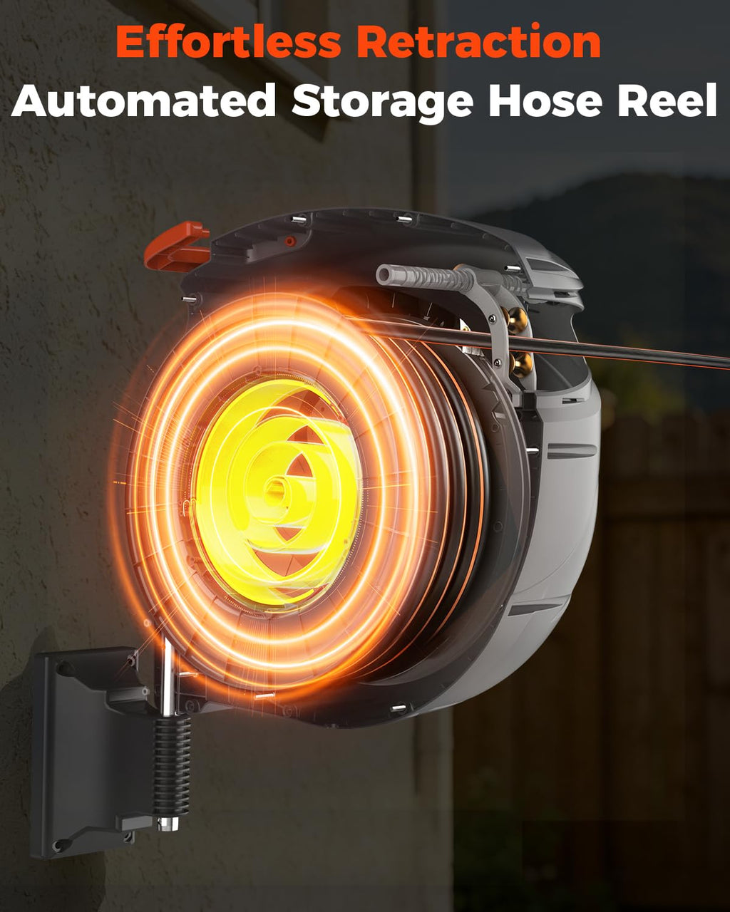 Retractable Garden Hose Reel 100 ft 1/2 Inch with 3-Layer PVC Hose C3000