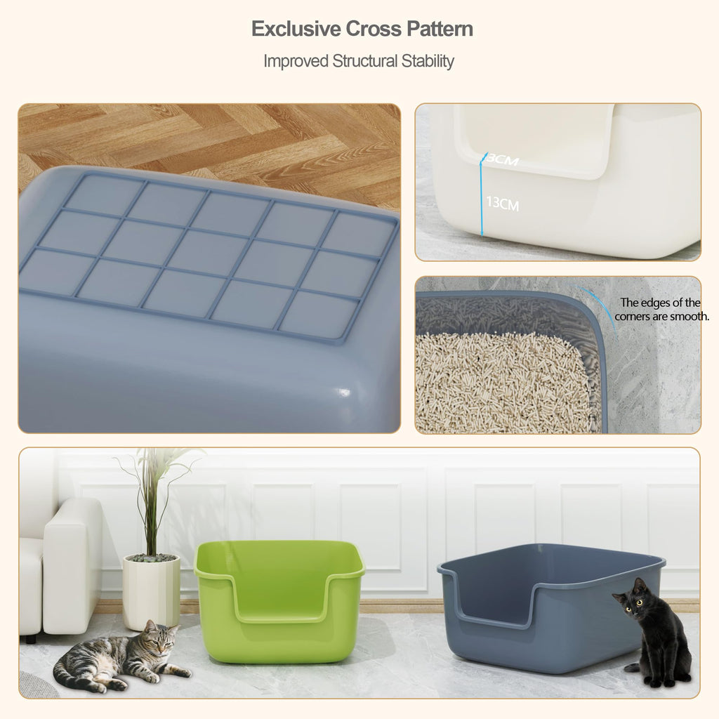 Large High Sided Cat Litter Box with Scoop 2 Pack U6769