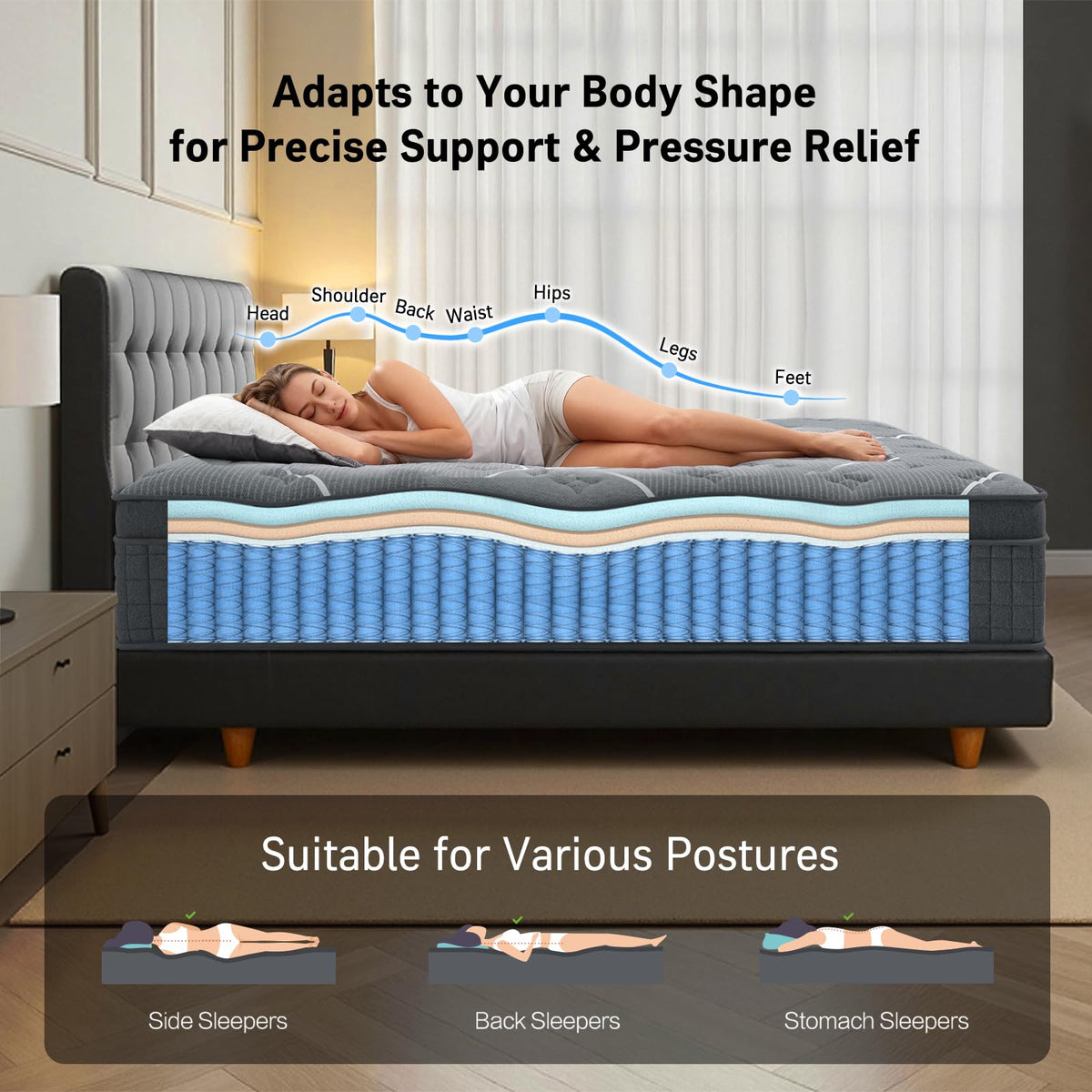Full Size 12 Inch Gel Memory Foam Pocket Spring Mattress Z1355