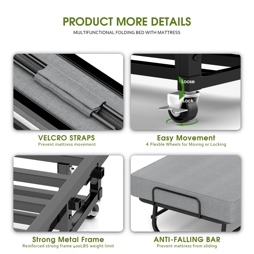 Folding Bed on Wheels N9191