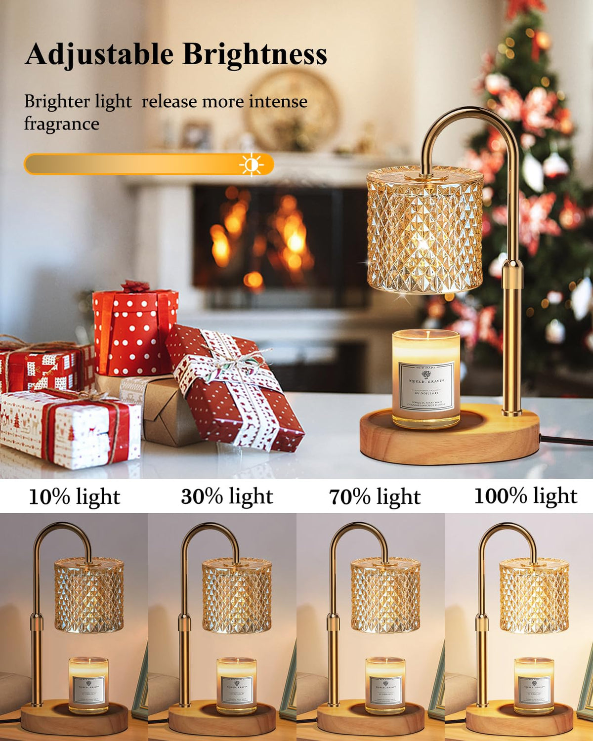 Candle Warmer Lamp with Timer Dimmer Adjustable Height Q640372
