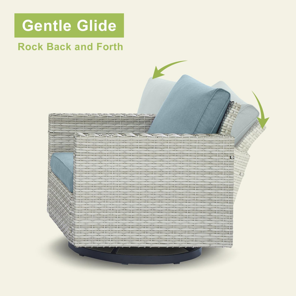 6 Piece Wicker Patio Conversation Set with Swivel Rocker Chairs and Ottoman G52640